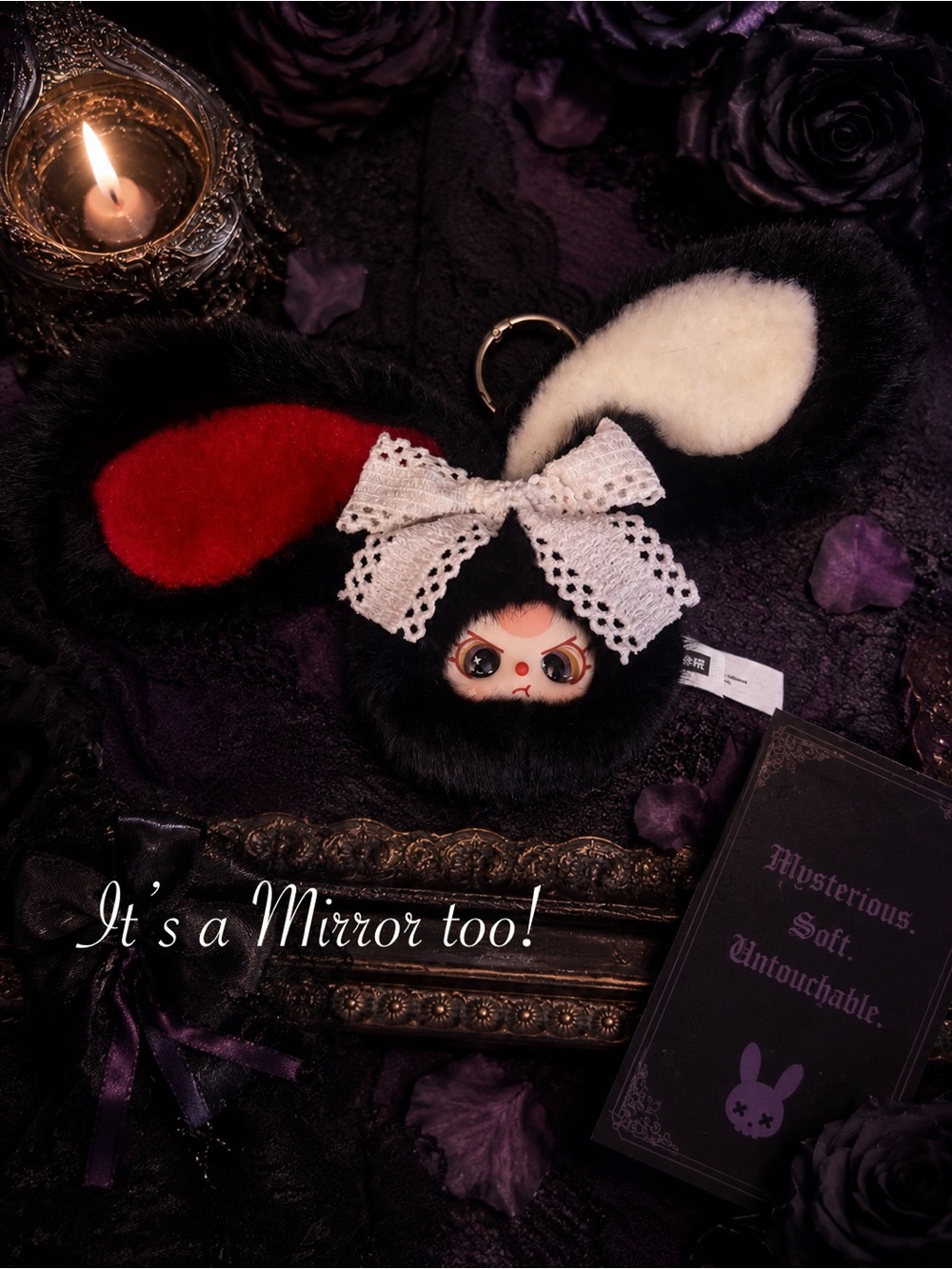 Baby Three Vanity Mirror V2 Compact Kawaii Black Long Ear Bunny Special Eyes